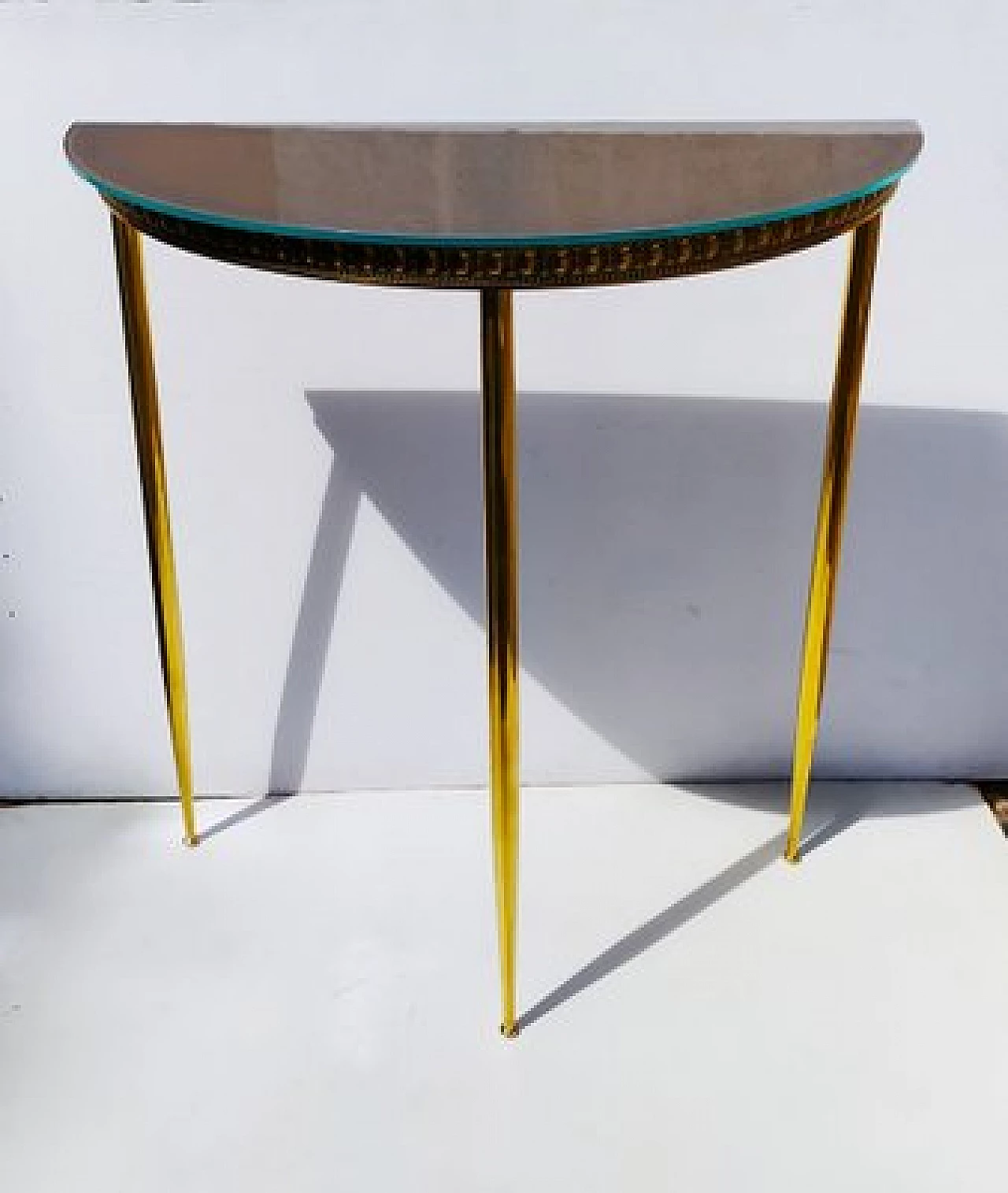 Brass console table with glass top, 1940s 1
