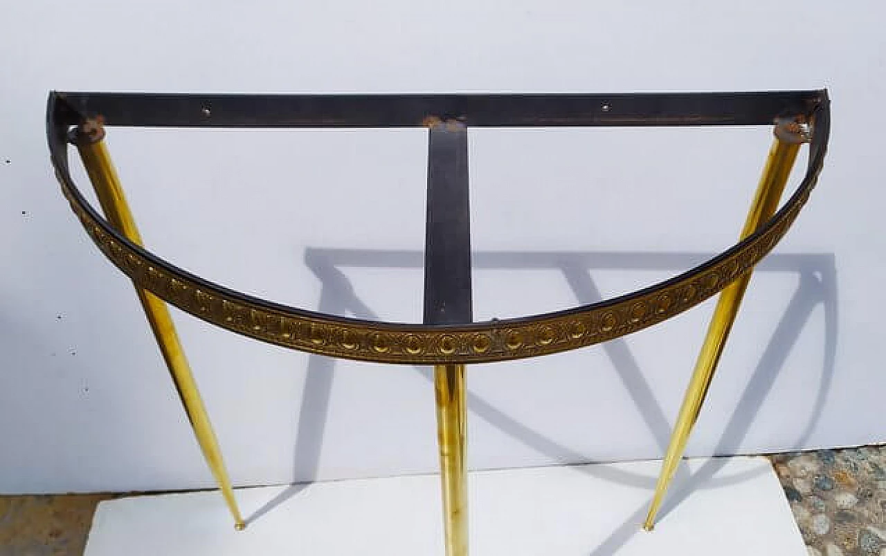 Brass console table with glass top, 1940s 3