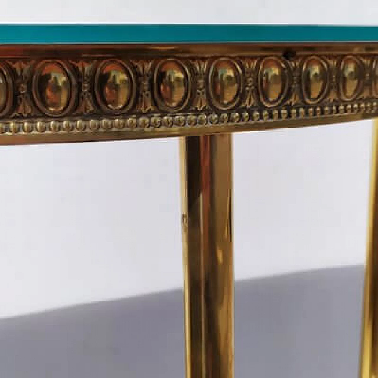 Brass console table with glass top, 1940s 5