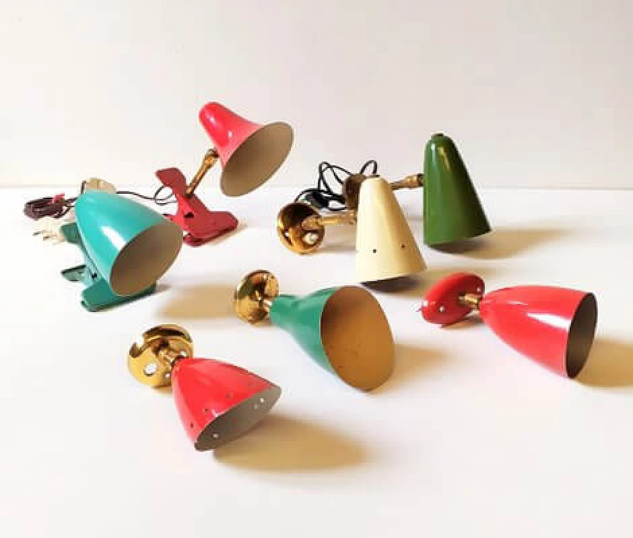7 Colored spotlights by Angelo Lelli and Gino Sarfatti for Arteluce, 1940s 2