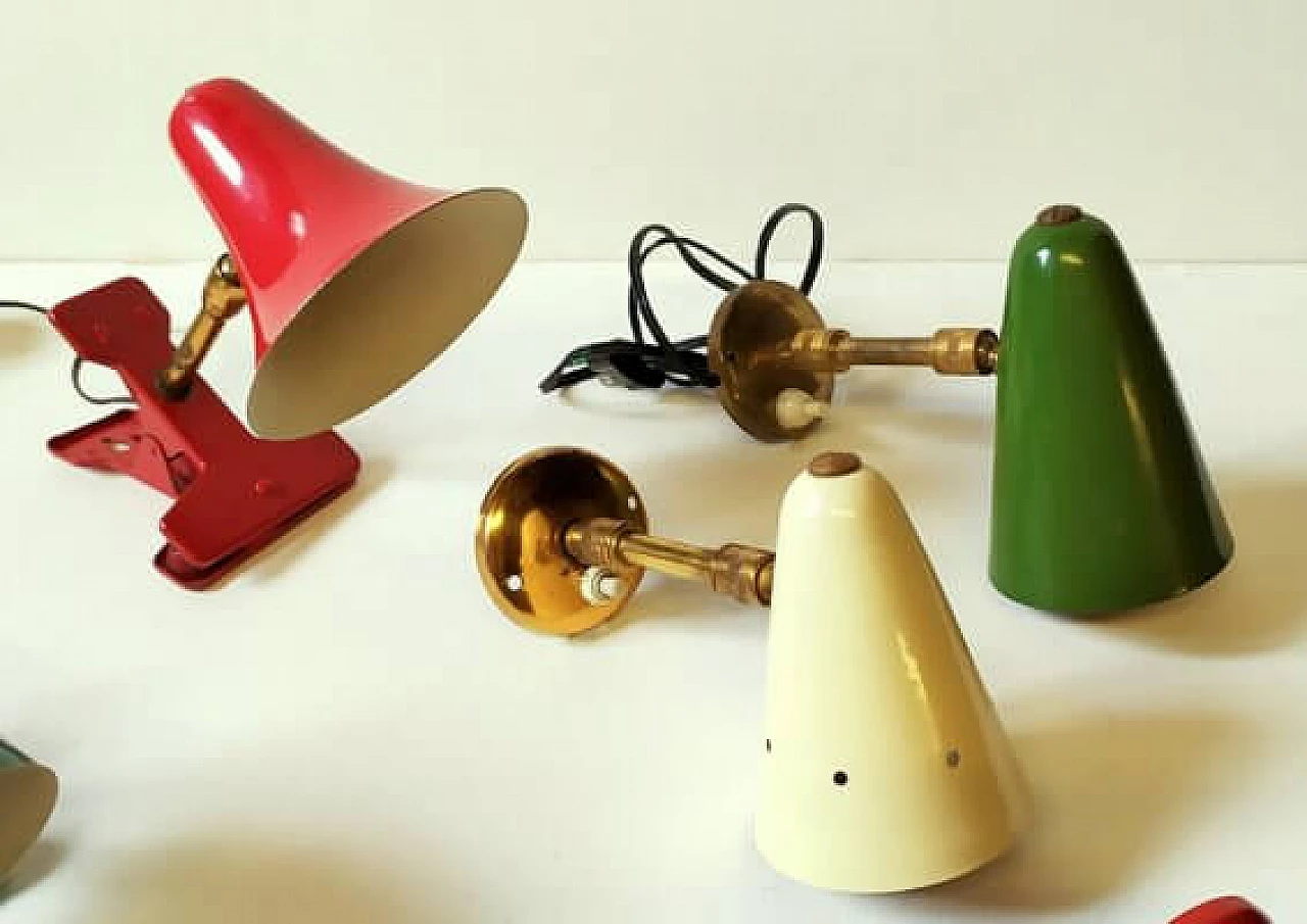 7 Colored spotlights by Angelo Lelli and Gino Sarfatti for Arteluce, 1940s 4