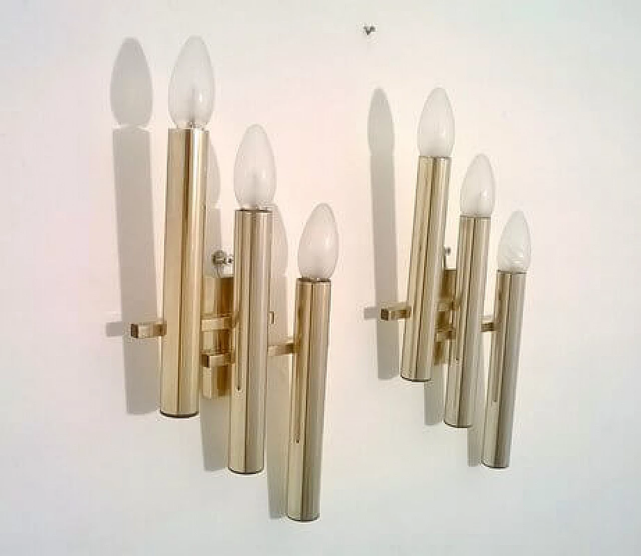 Pair of brass sconces by Gaetano Sciolari, 1970s 1