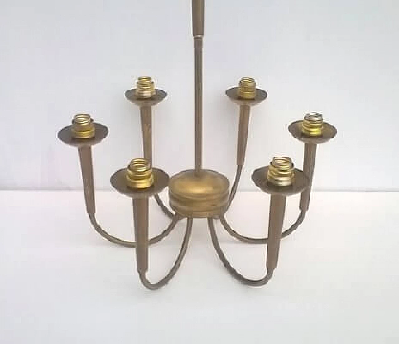 Brass and glass chandelier attributed to Guglielmo Ulrich, 1940s 4