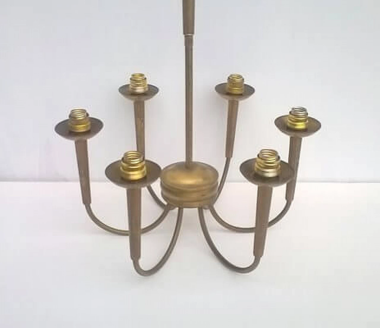 Lampadario in ottone e vetro attribuito a Guglielmo Ulrich, anni '40 4