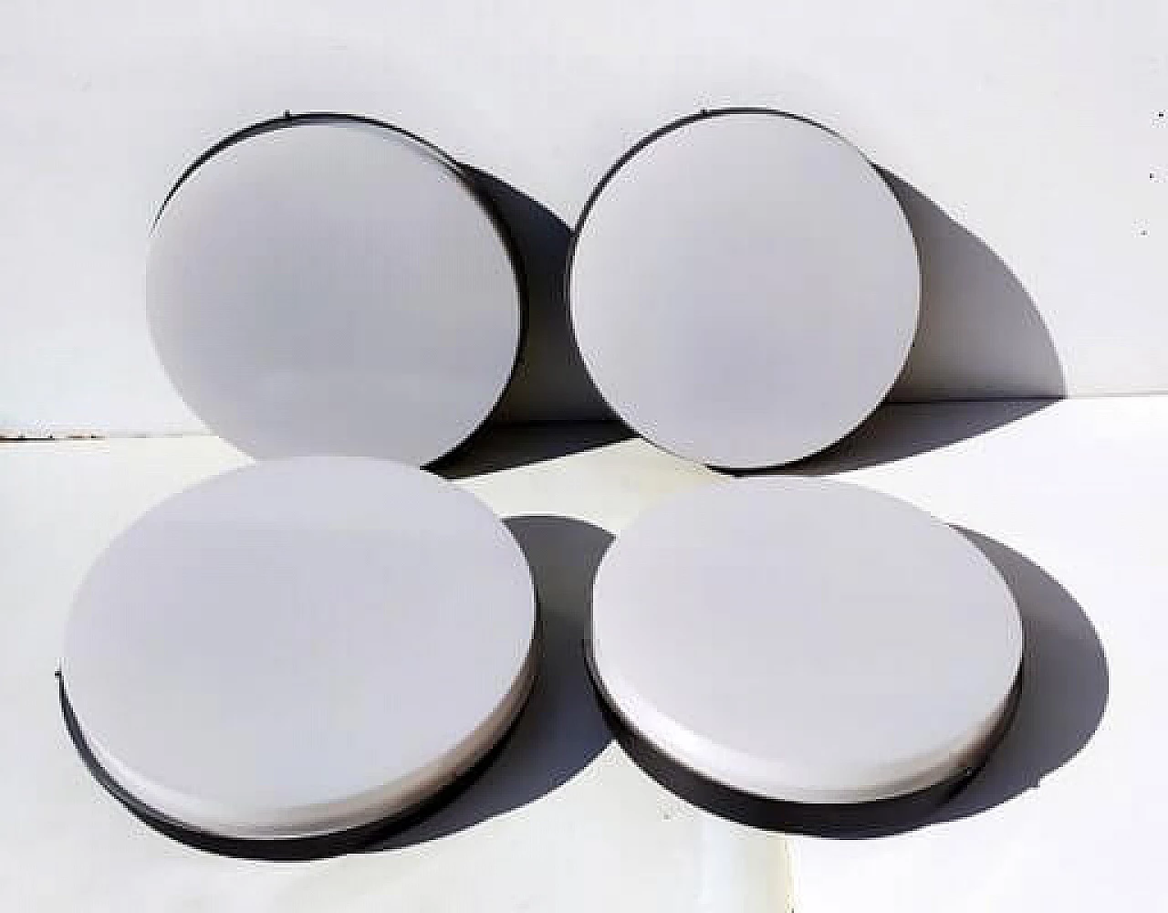 4 Ceiling lamps in aluminum and plastic by Stilnovo, 1960s 1