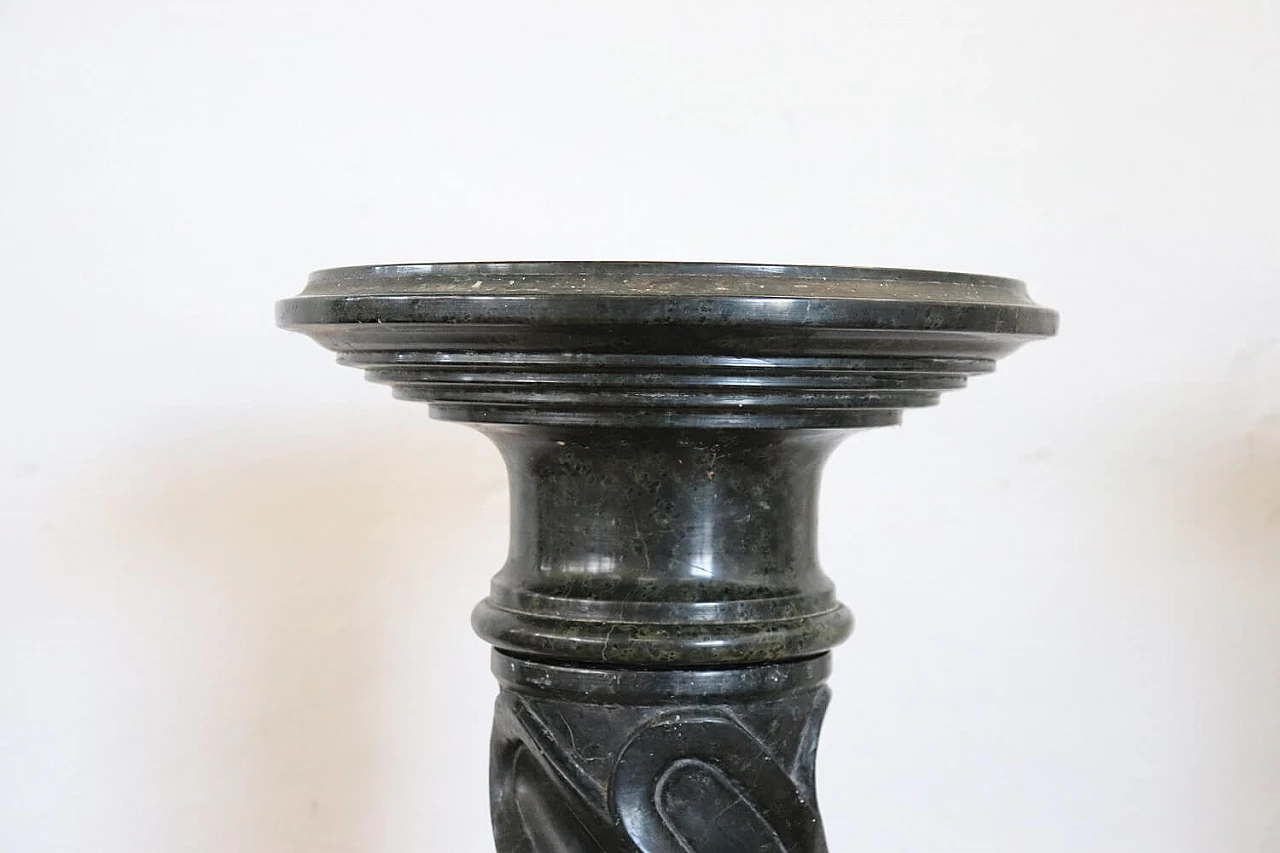 Green marble column carved in twisting shape, late 19th century 3