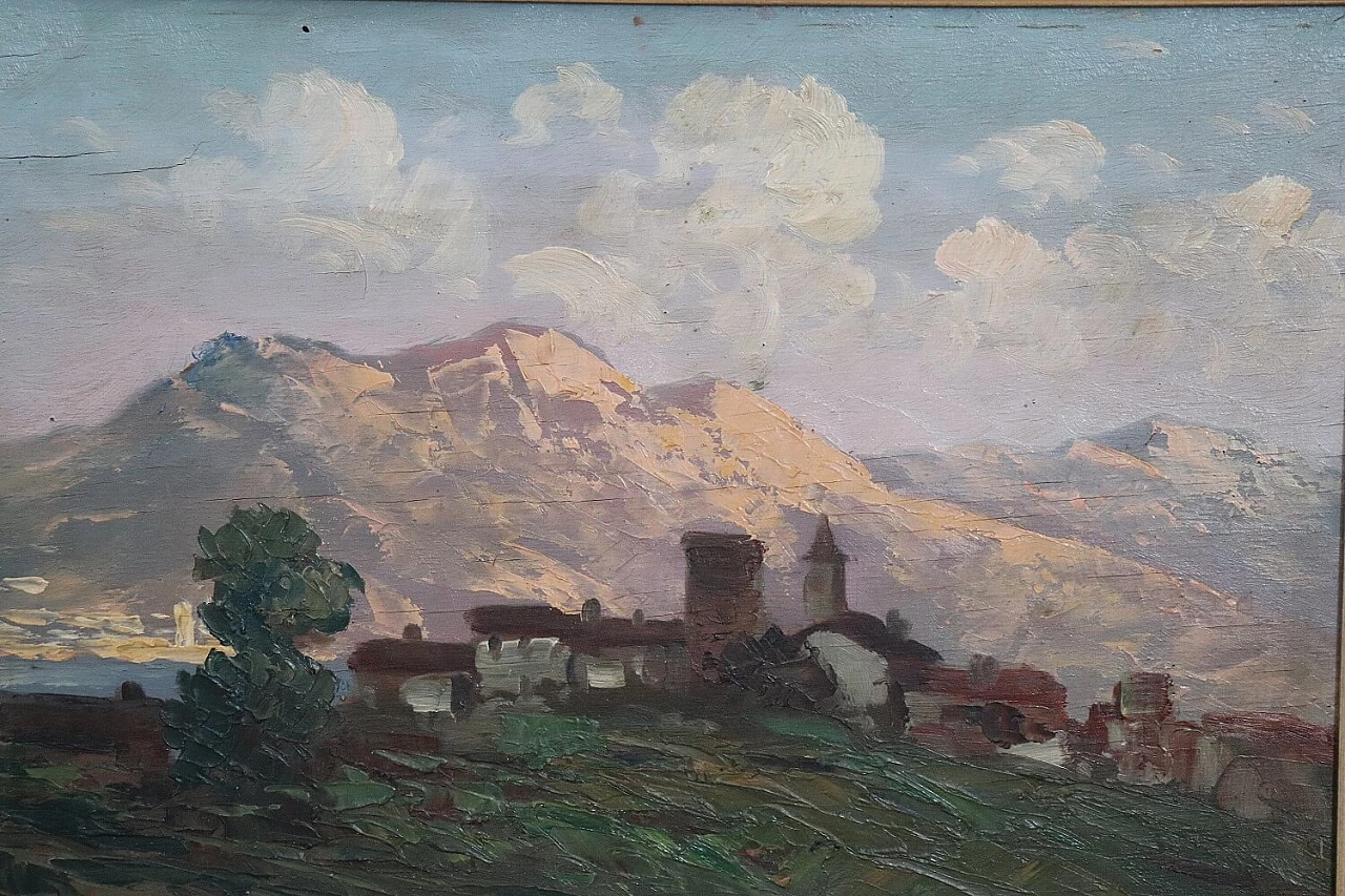 Ermanno Clara, Mountain landscape, oil on panel, 1930s 2