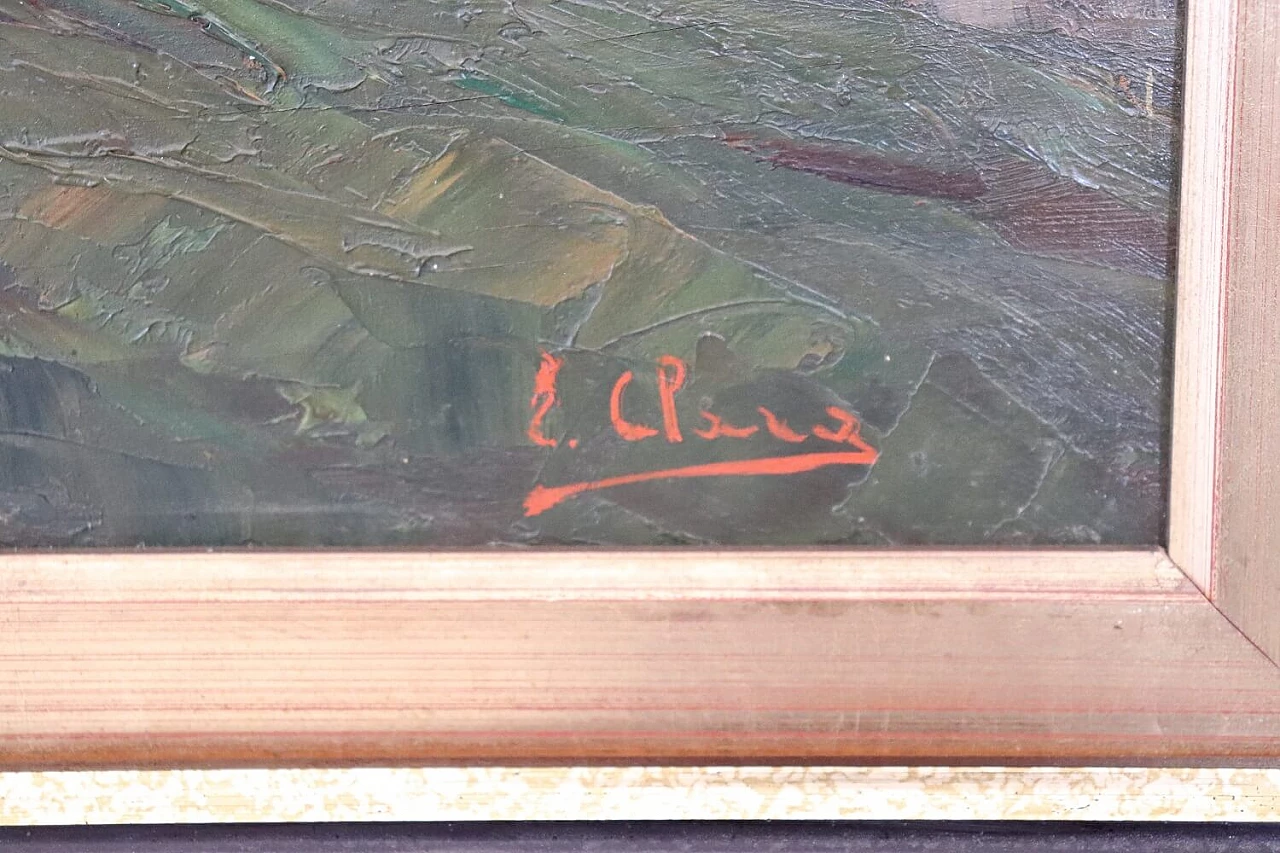 Ermanno Clara, Mountain landscape, oil on panel, 1930s 3