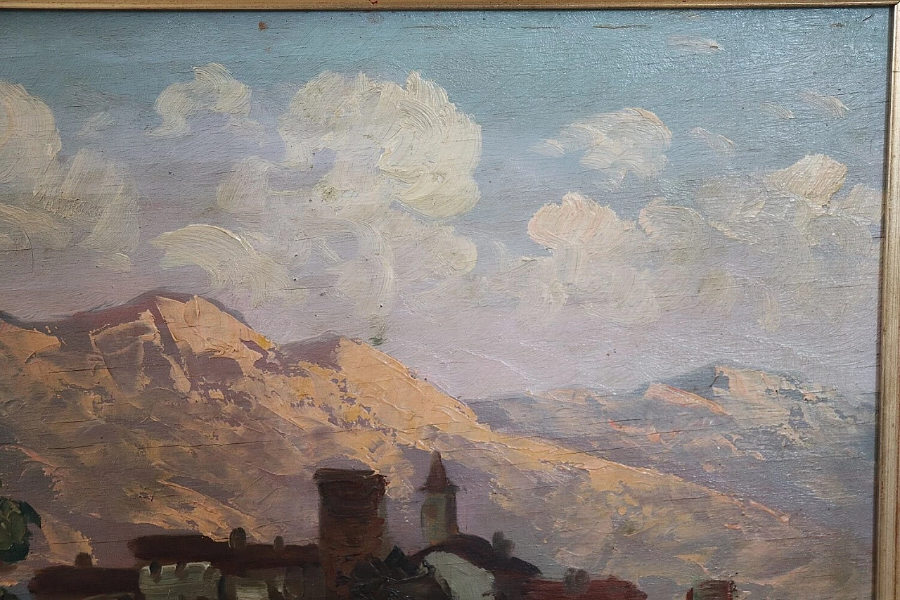 Ermanno Clara, Mountain landscape, oil on panel, 1930s 4