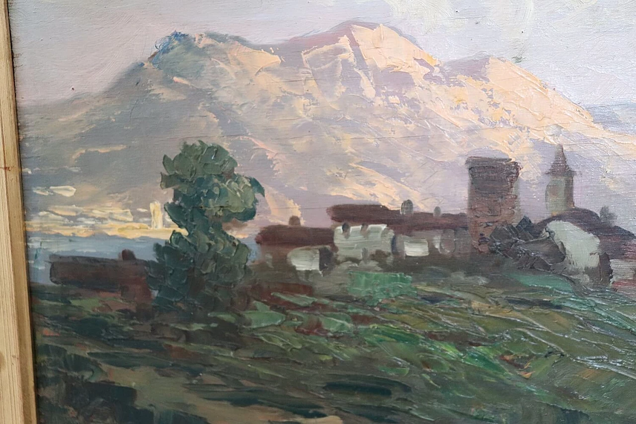 Ermanno Clara, Mountain landscape, oil on panel, 1930s 6