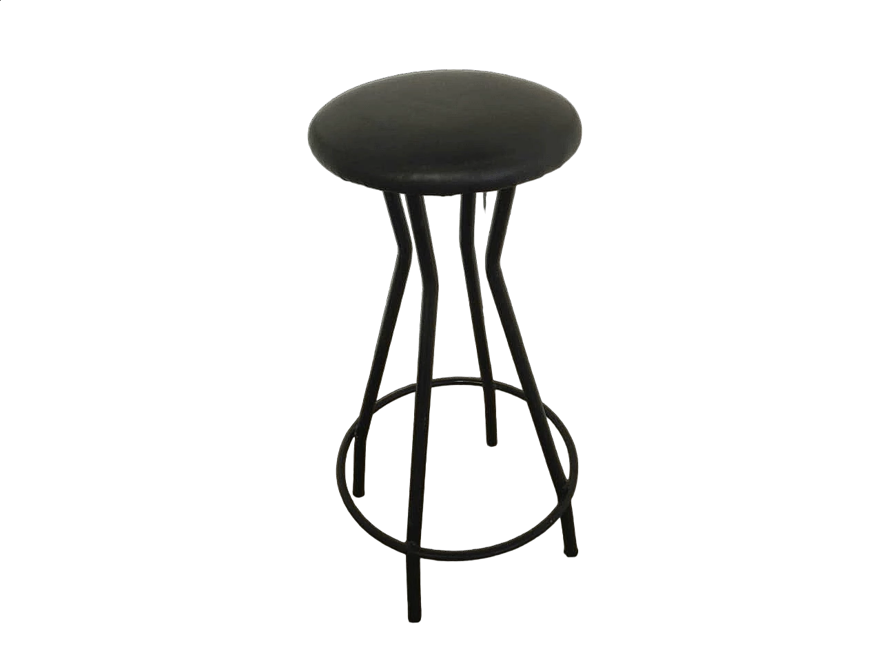 Stationary stool in stained iron and skai, 1990s 9