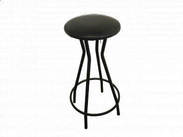 Stationary stool in stained iron and skai, 1990s