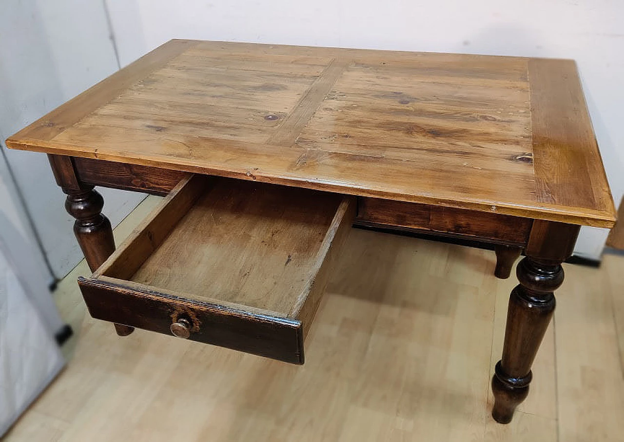 Tavolo in platano e abete massello con gambe tornite, '800 4