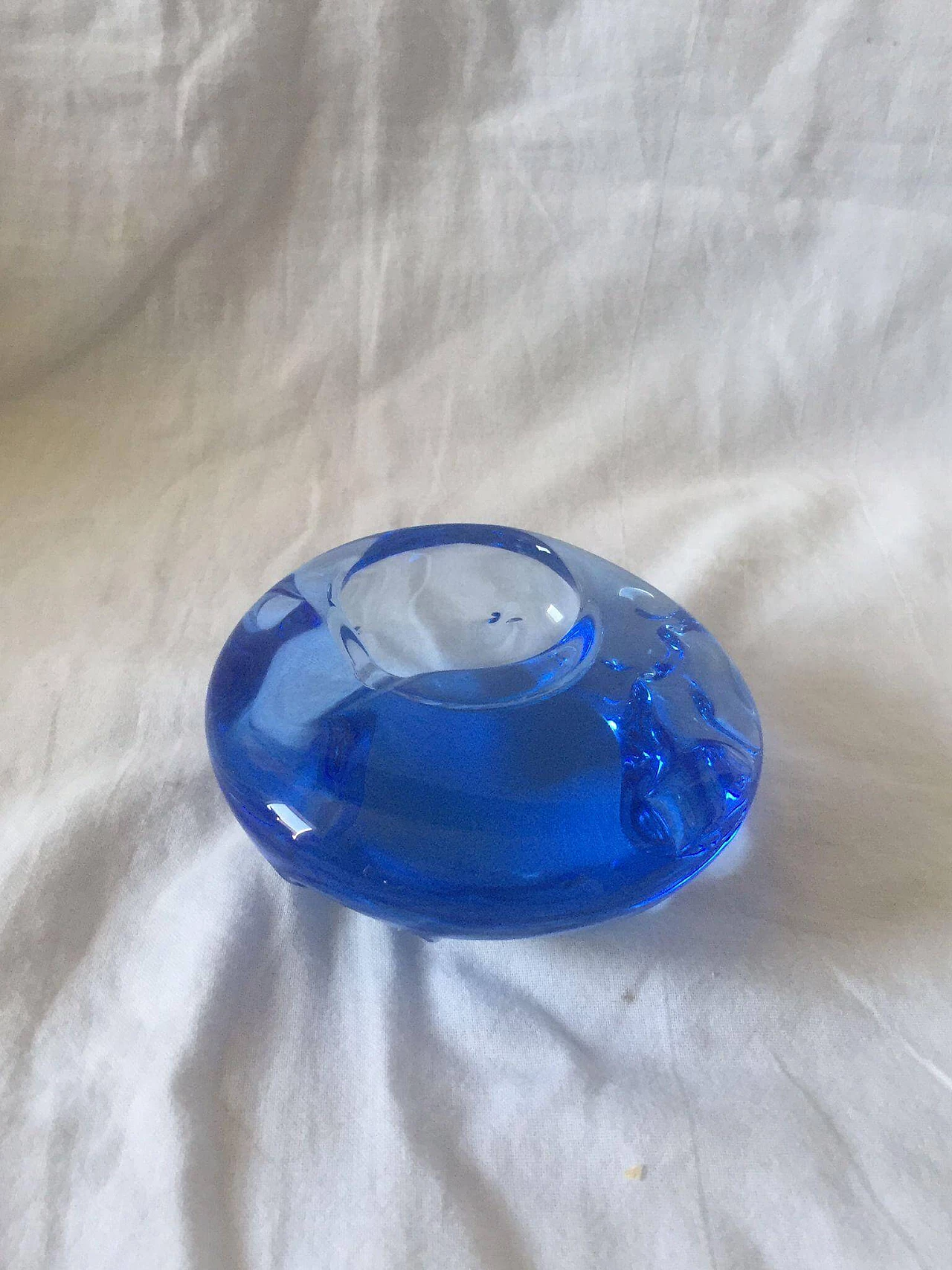 Barovier style blue Murano glass ashtray, 1970s 1