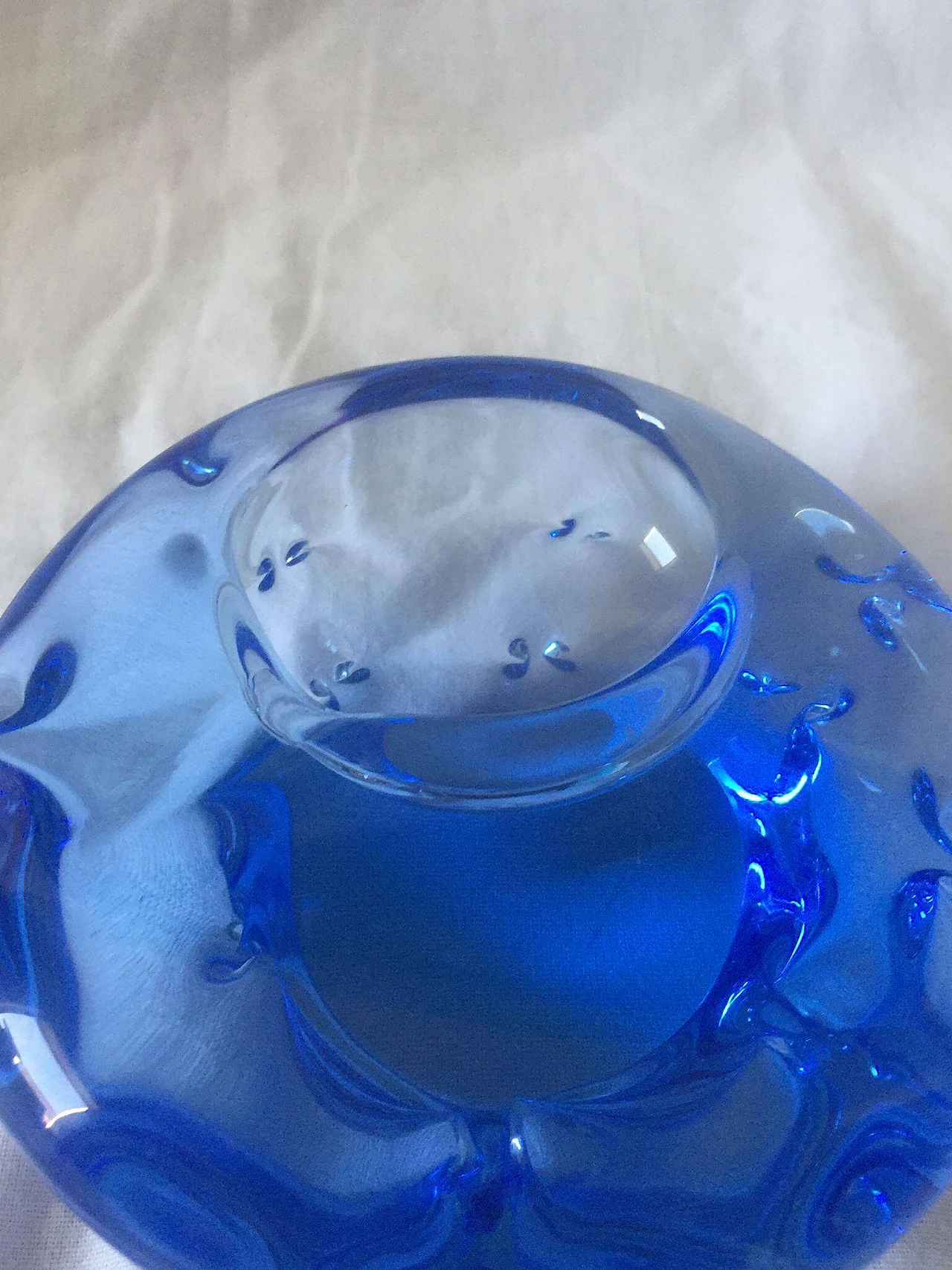 Barovier style blue Murano glass ashtray, 1970s 2