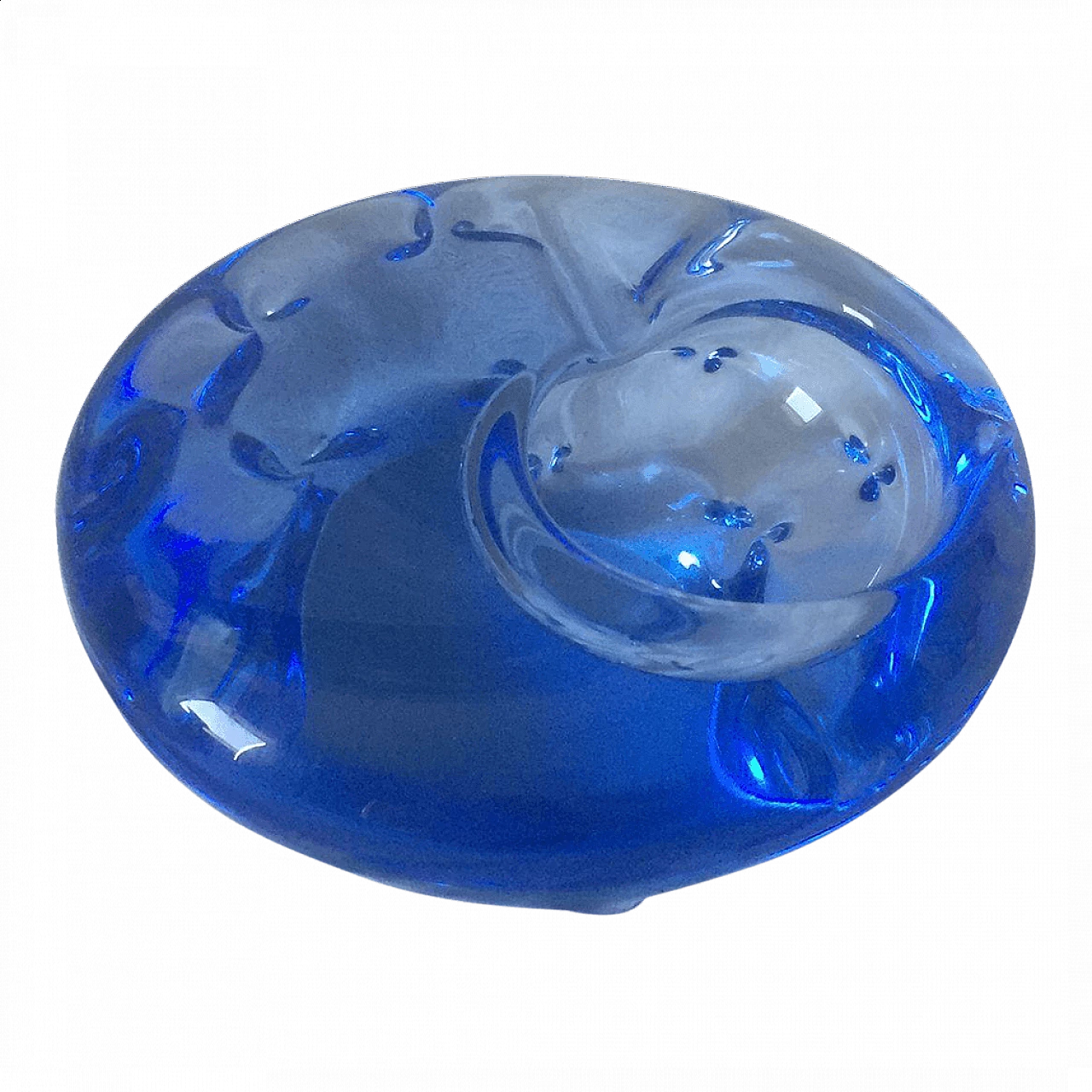Barovier style blue Murano glass ashtray, 1970s 8