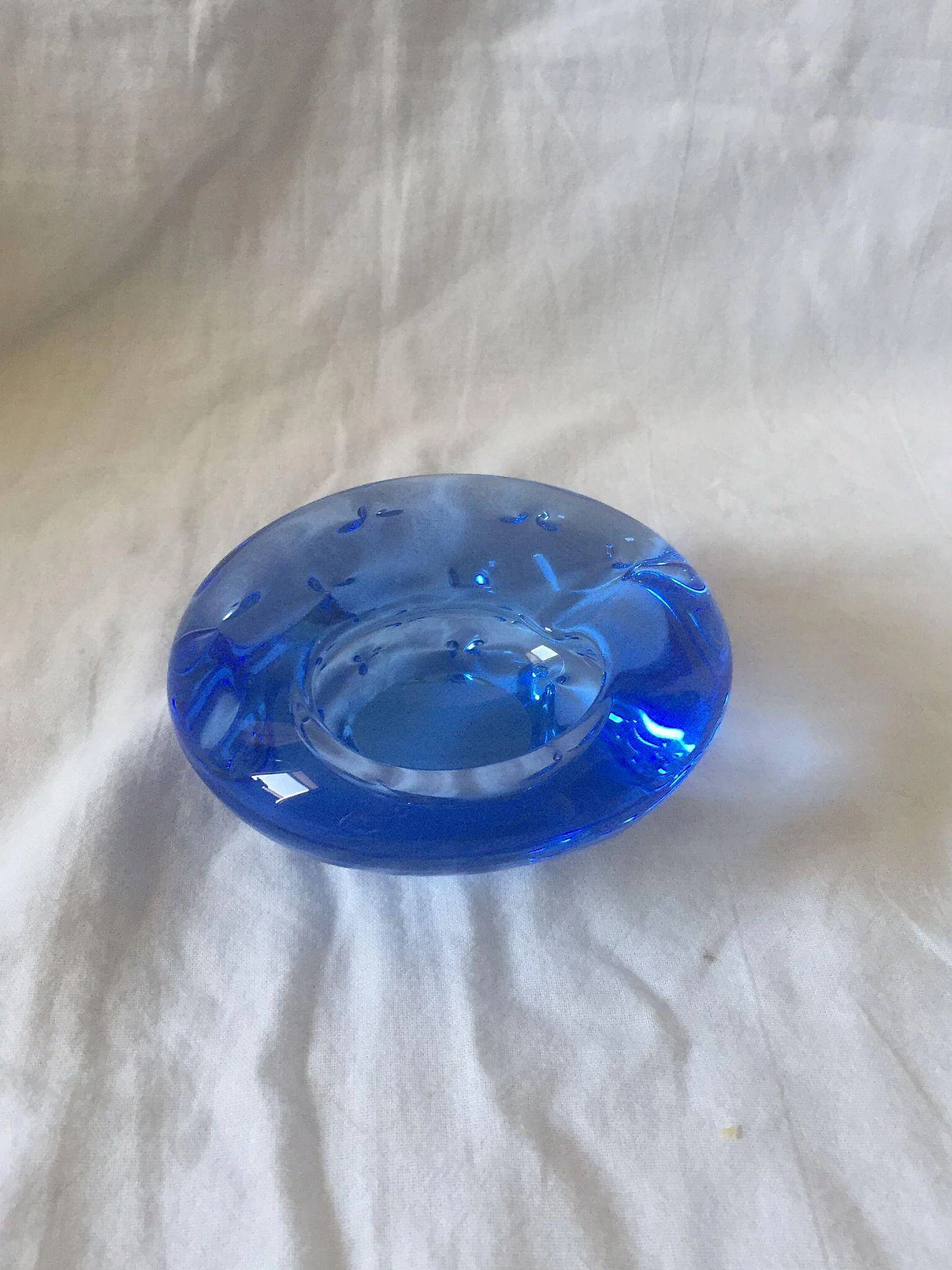Barovier style blue Murano glass ashtray, 1970s 9