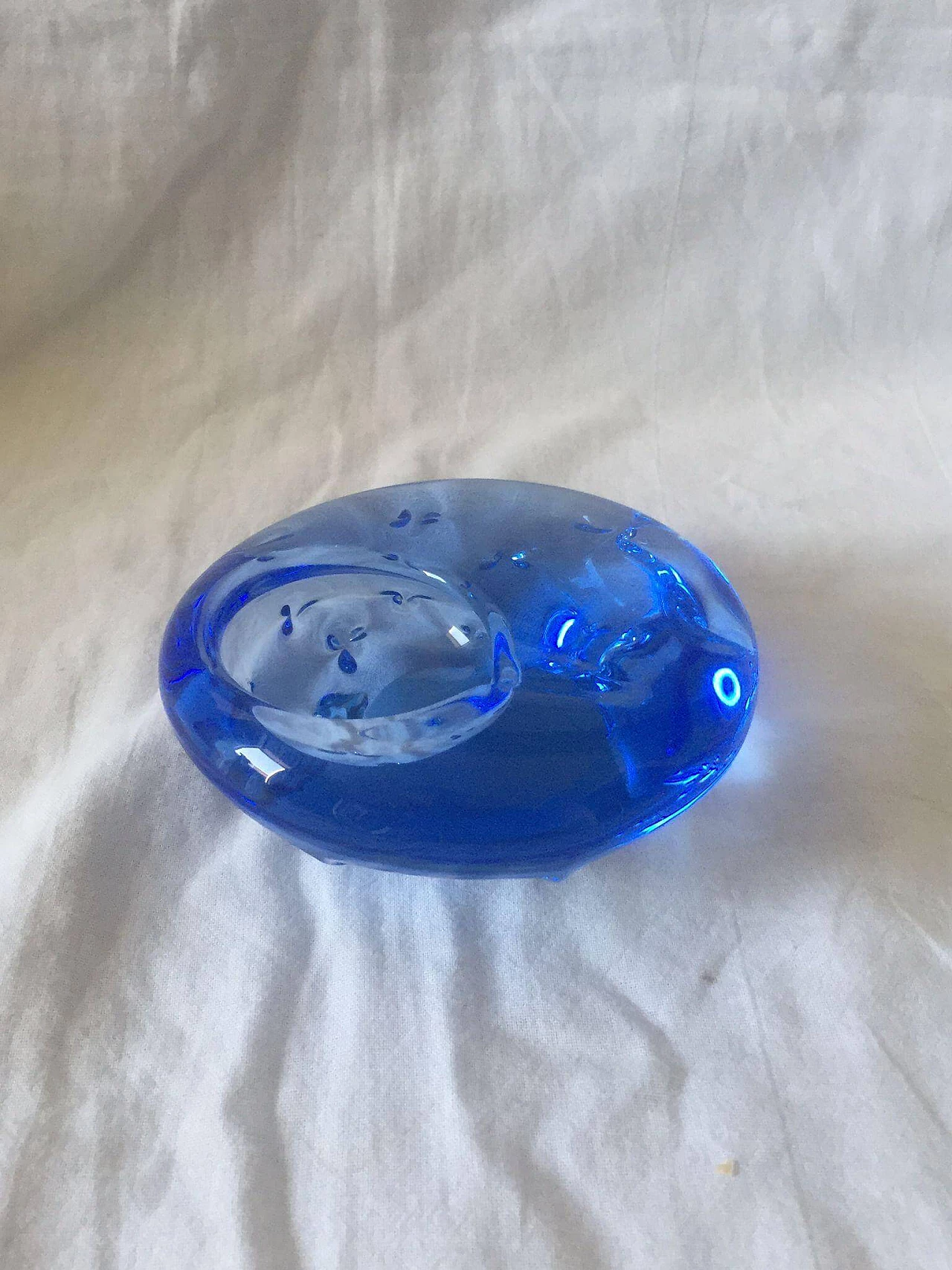 Barovier style blue Murano glass ashtray, 1970s 11
