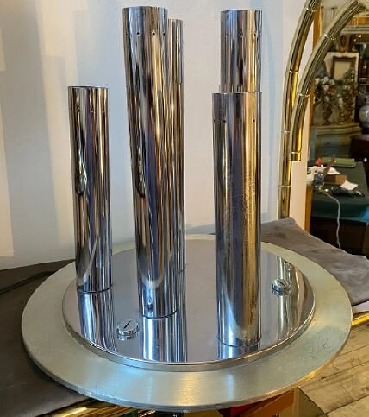 Steel and aluminum table lamp by Reggiani, 1970s 2