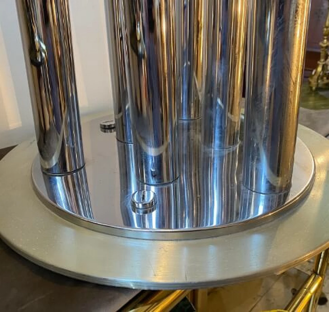 Steel and aluminum table lamp by Reggiani, 1970s 3