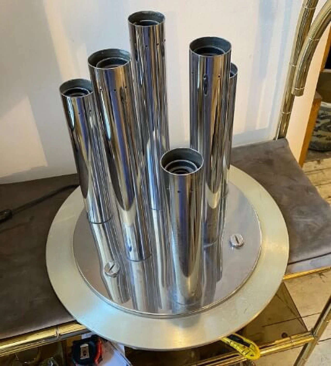 Steel and aluminum table lamp by Reggiani, 1970s 5