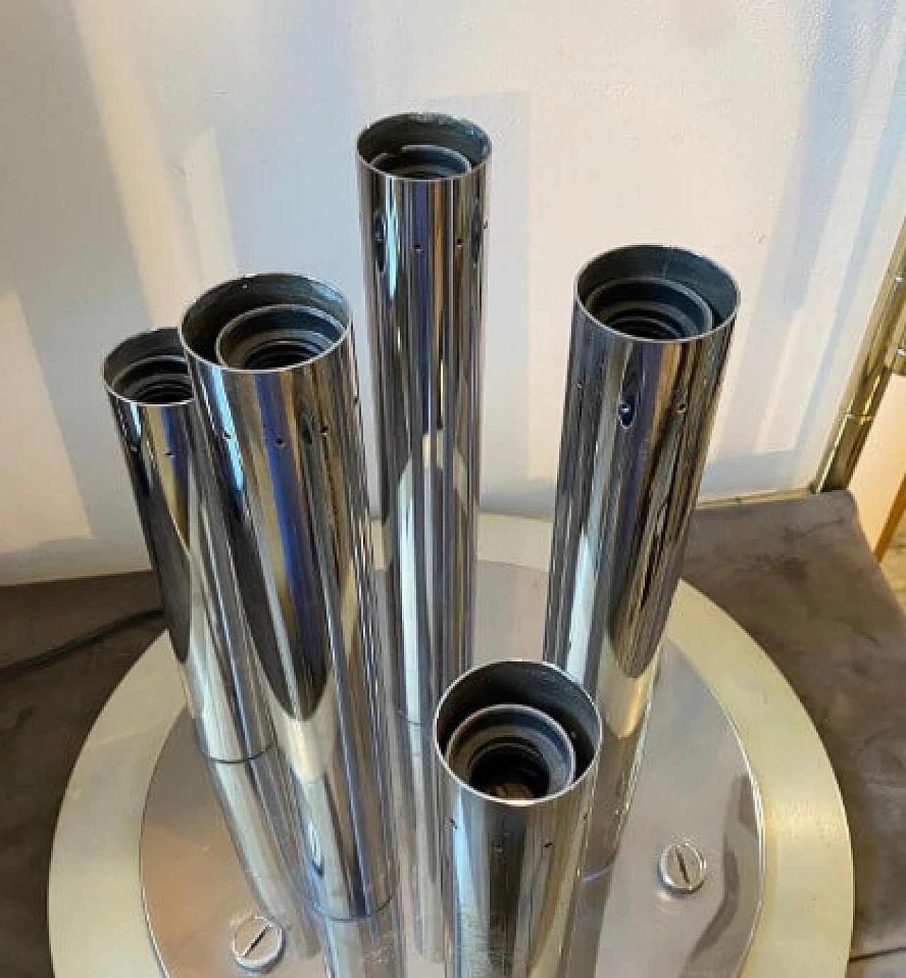 Steel and aluminum table lamp by Reggiani, 1970s 8