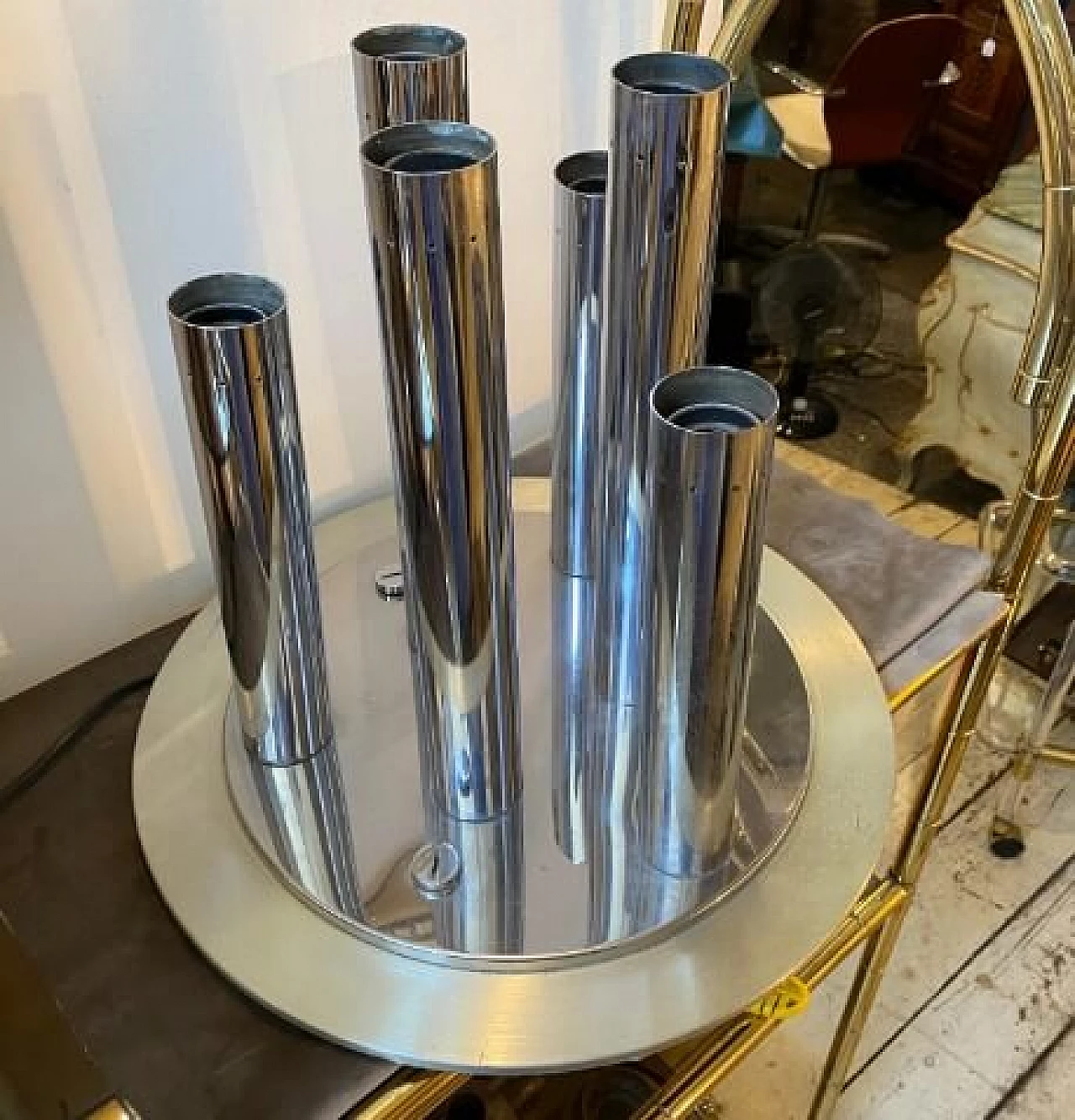 Steel and aluminum table lamp by Reggiani, 1970s 9