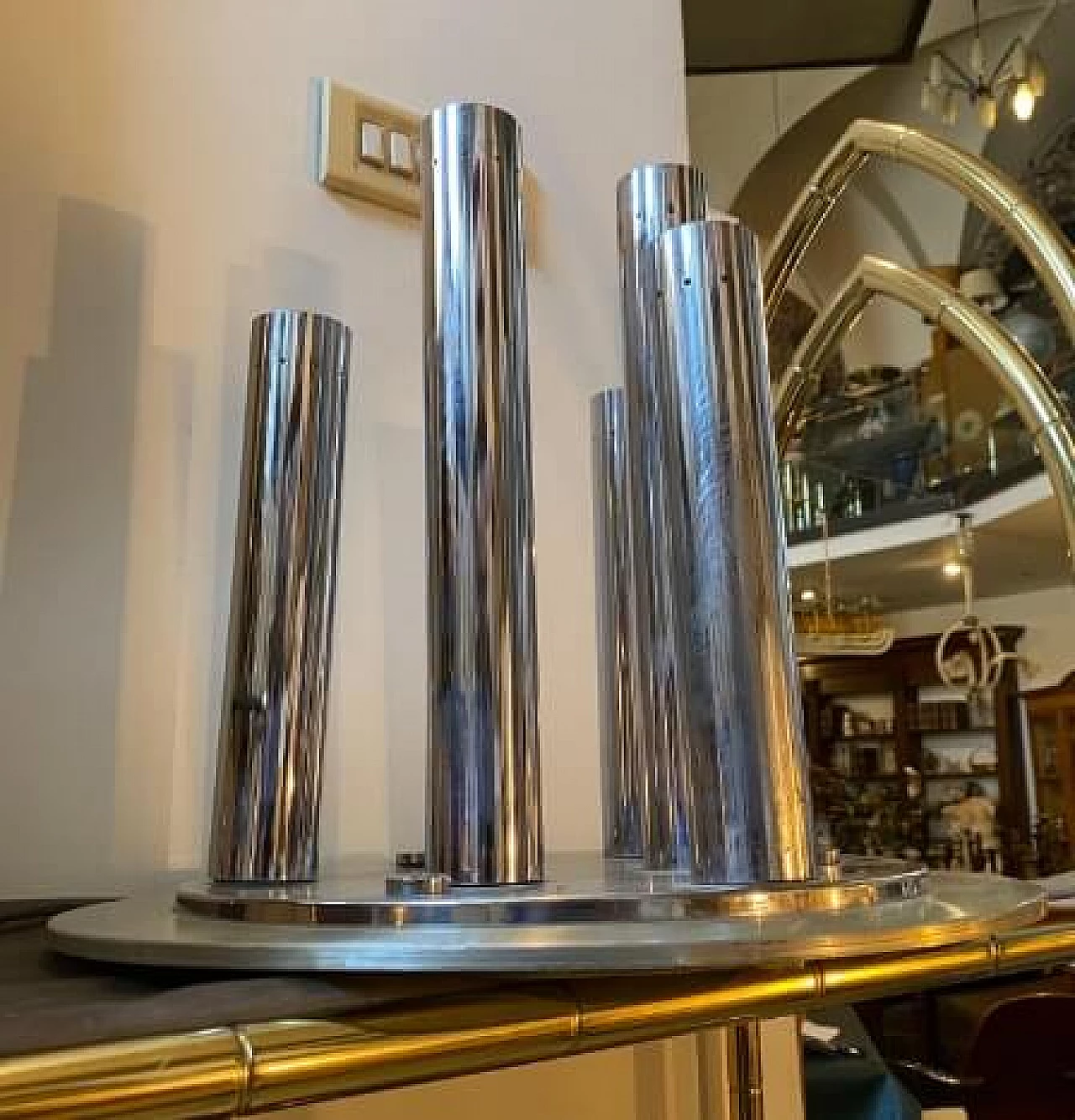 Steel and aluminum table lamp by Reggiani, 1970s 10