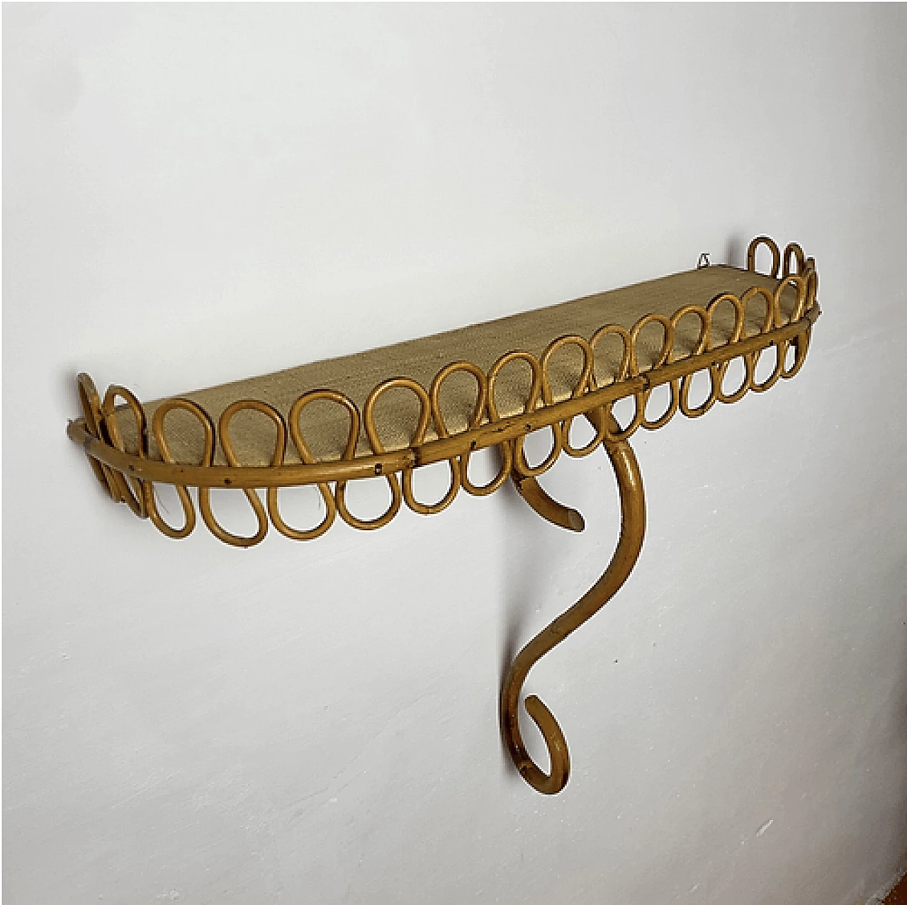 Wicker wall console table attributed to Franco Albini for Bonacina, 1980s 1
