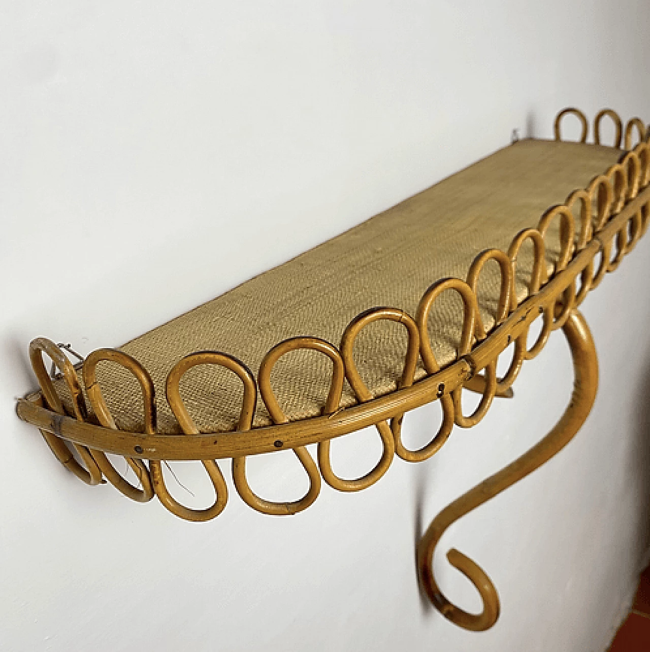 Wicker wall console table attributed to Franco Albini for Bonacina, 1980s 2