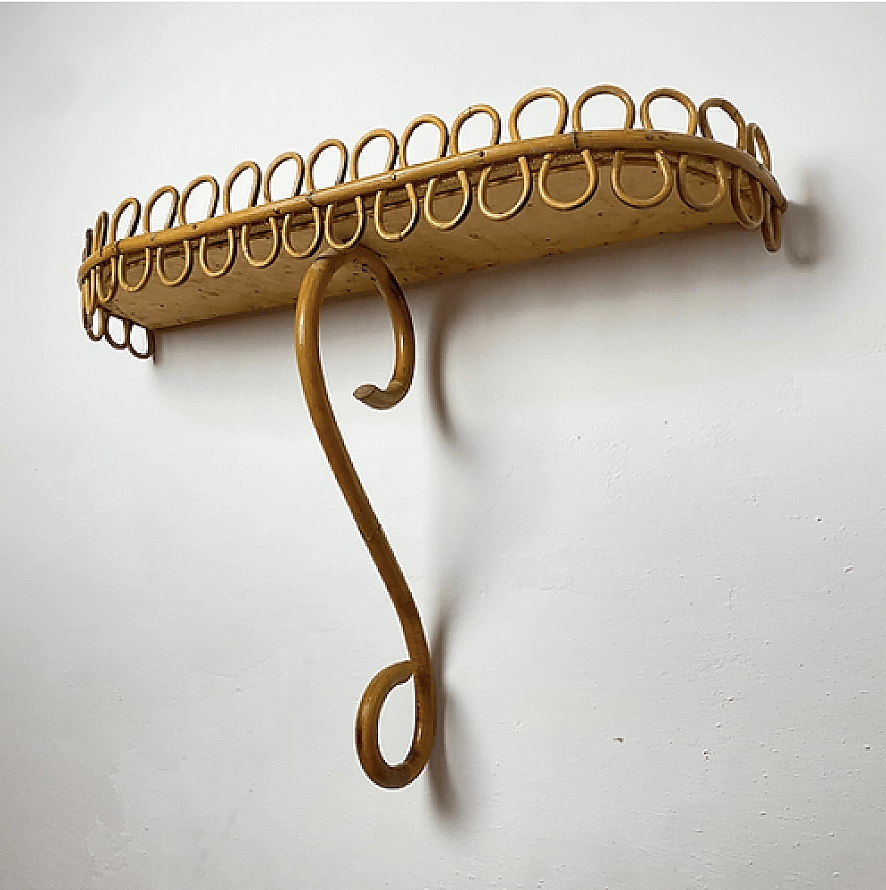 Wicker wall console table attributed to Franco Albini for Bonacina, 1980s 4