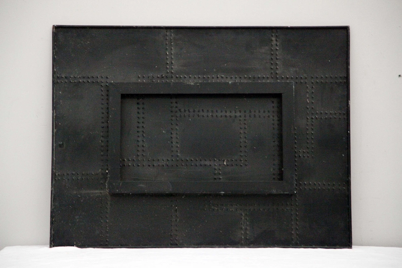 Patinated and bolted cut metal composition, 1990s 3