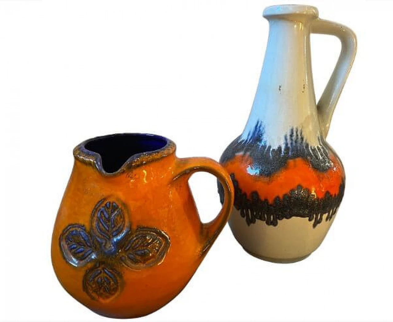 Pair of Fat Lava ceramic pitchers, 1970s 1