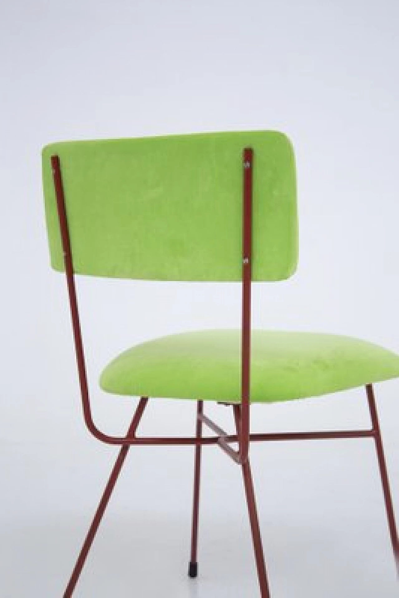 6 Green and red velvet chairs by BBPR, 1950s 5