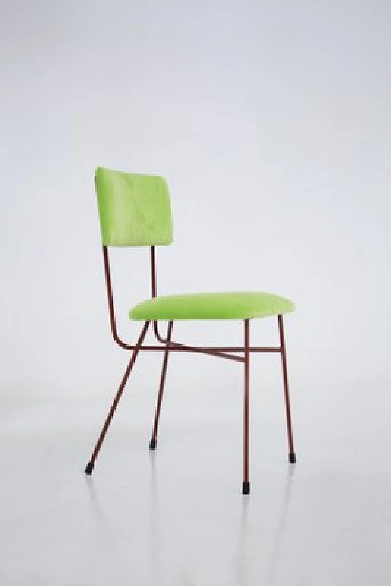 6 Green and red velvet chairs by BBPR, 1950s 6