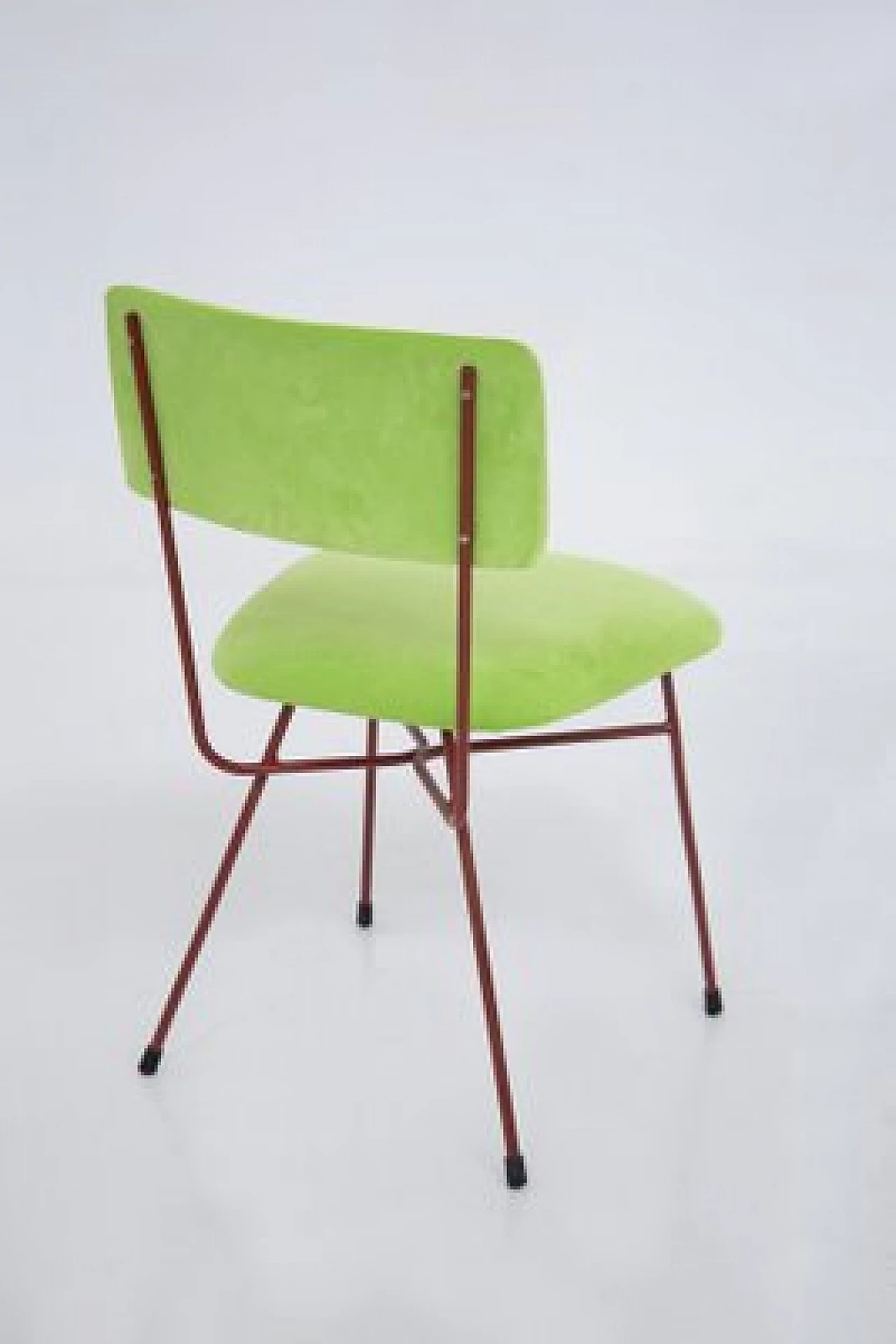 6 Green and red velvet chairs by BBPR, 1950s 9