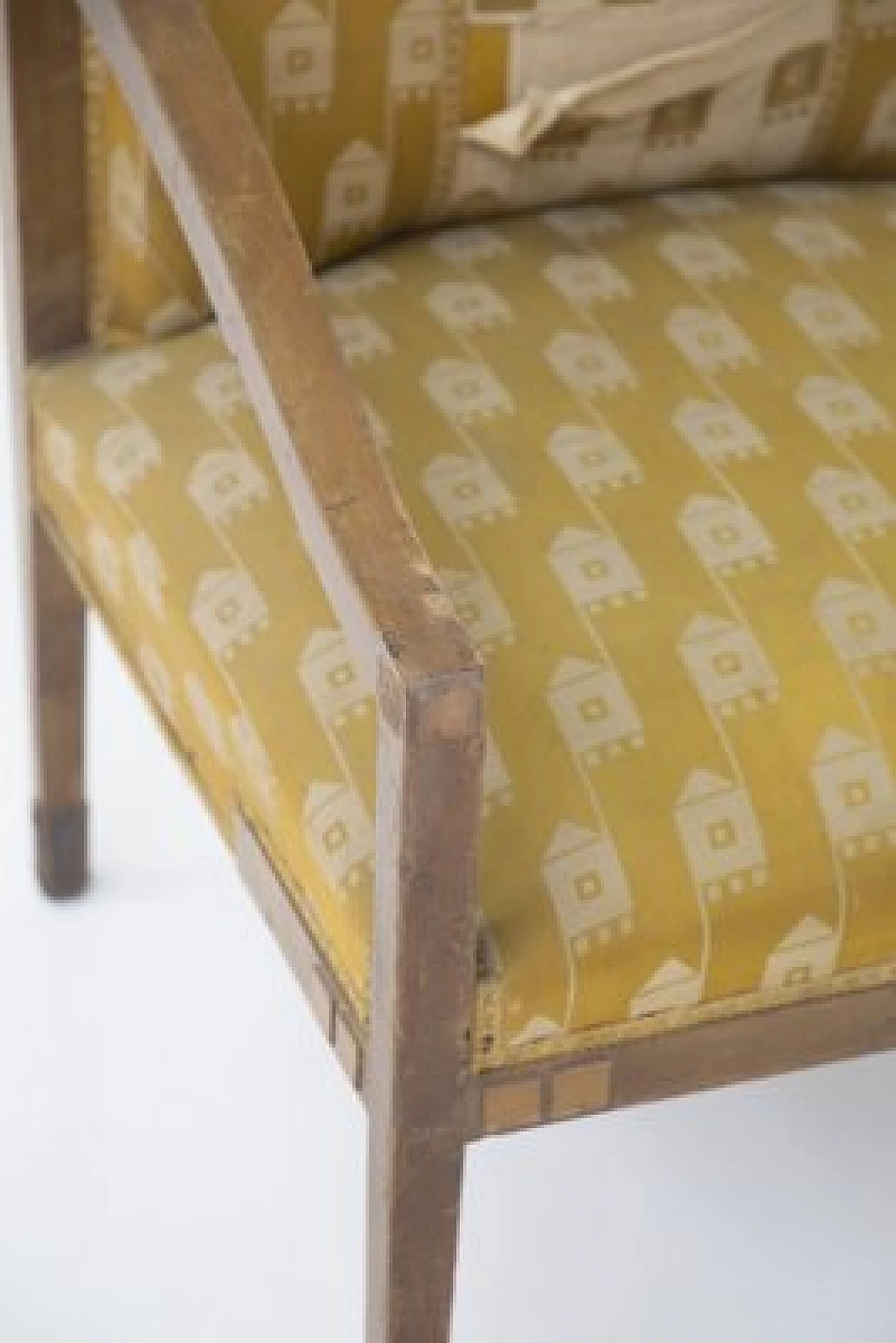 Pair of wood and brass armchairs, 1950s 4