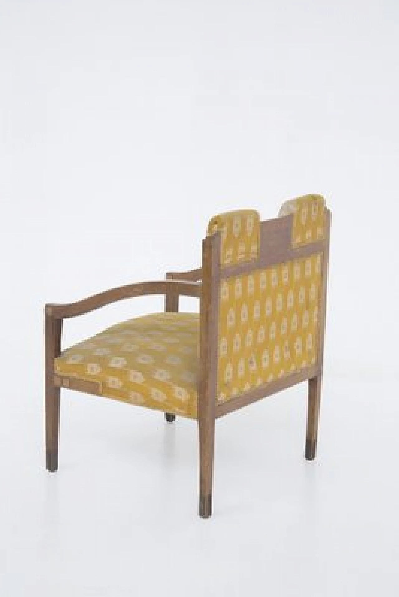 Pair of wood and brass armchairs, 1950s 11