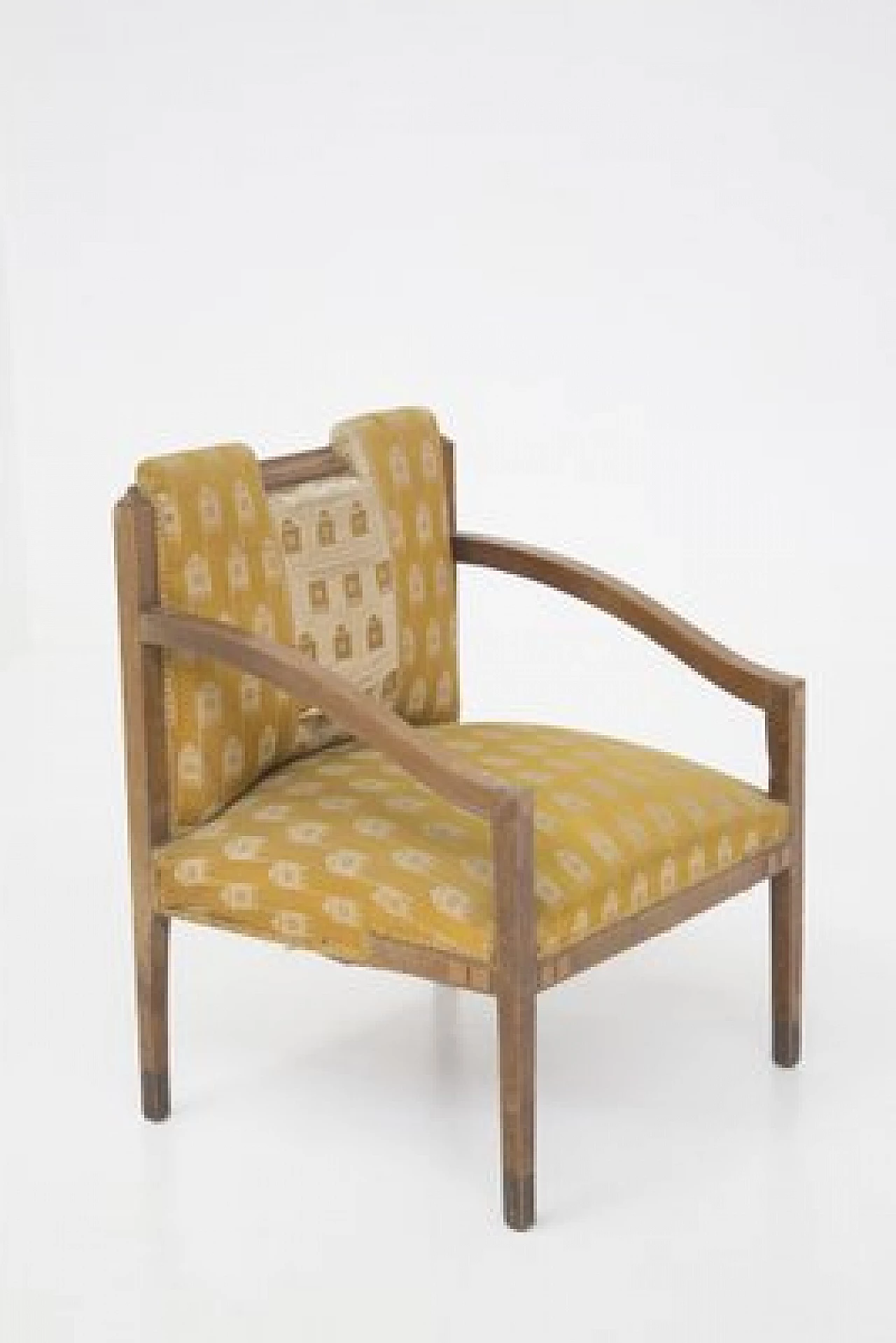 Pair of wood and brass armchairs, 1950s 13