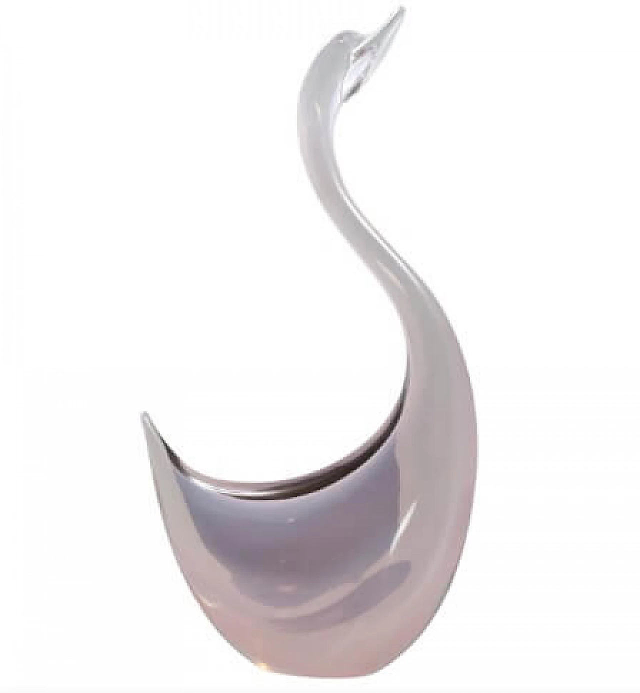 Cigno in vetro di Murano sommerso rosa di Elio Raffaeli, anni '80 1