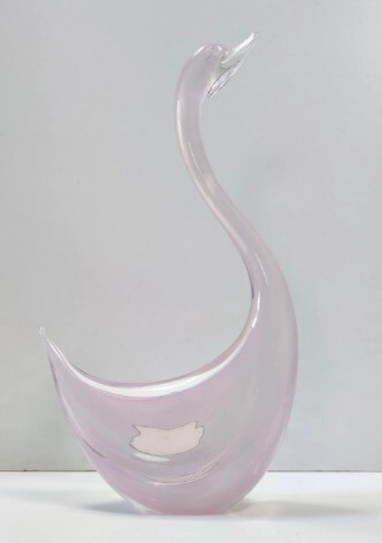 Cigno in vetro di Murano sommerso rosa di Elio Raffaeli, anni '80 3