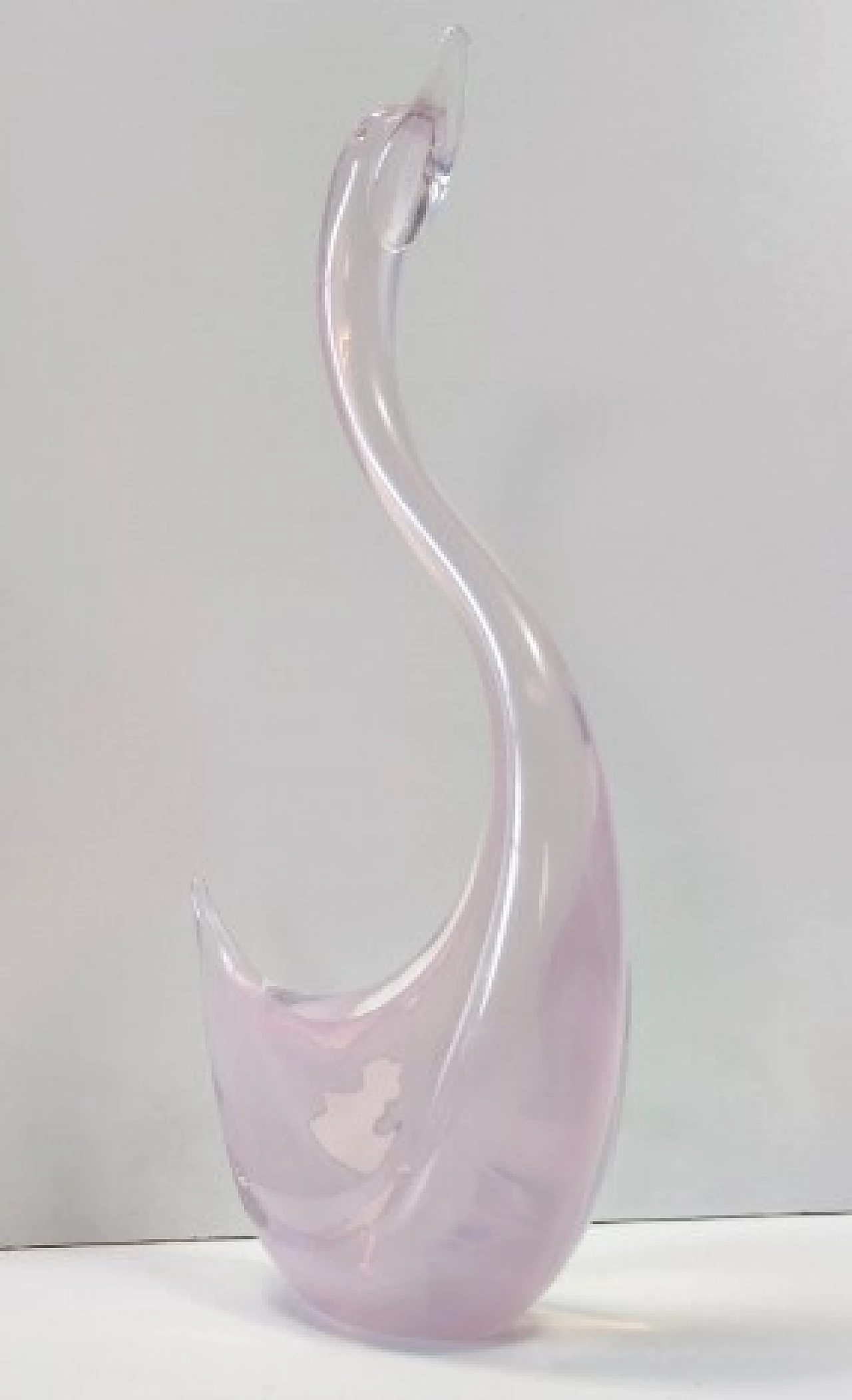 Cigno in vetro di Murano sommerso rosa di Elio Raffaeli, anni '80 5