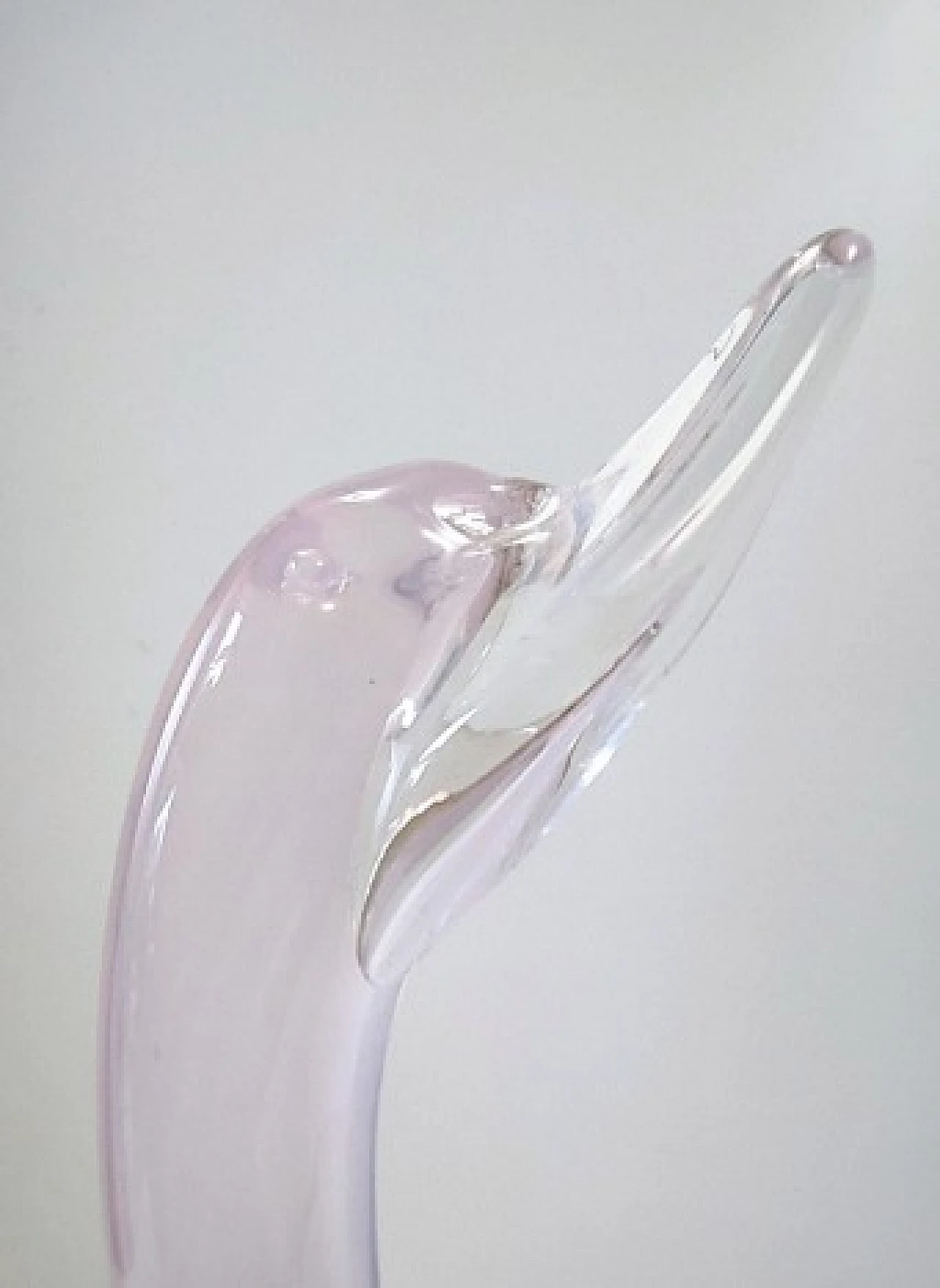 Cigno in vetro di Murano sommerso rosa di Elio Raffaeli, anni '80 11