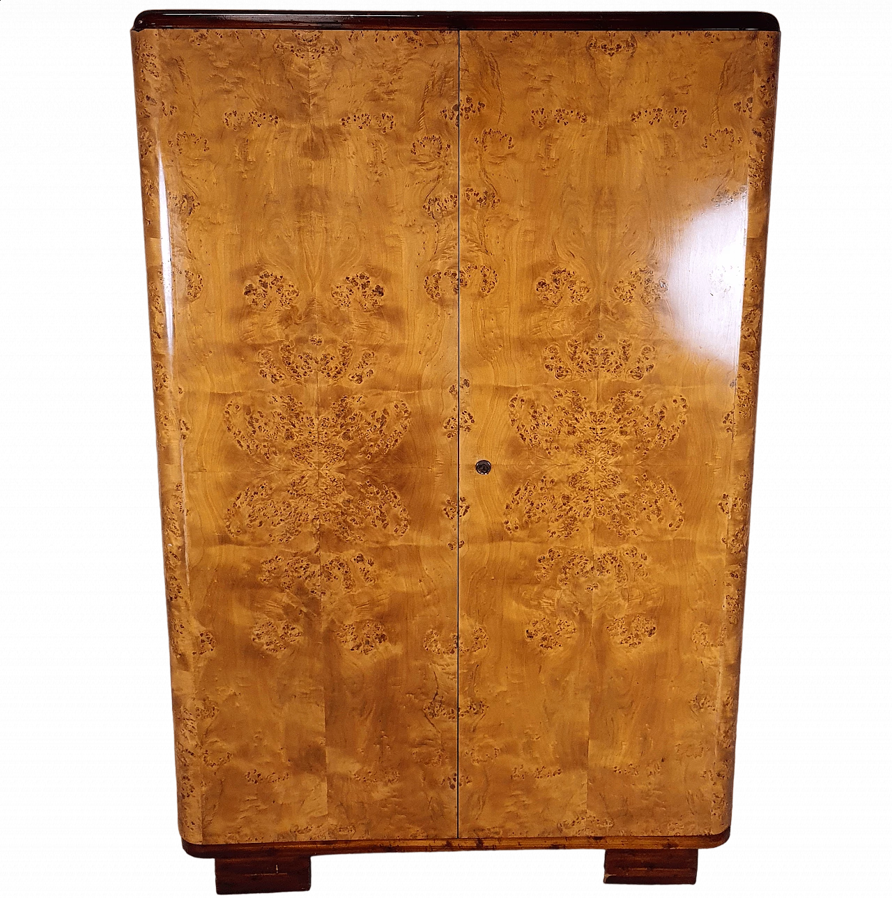 Armadio in radica di betulla a due ante Art Decò, anni '40 23