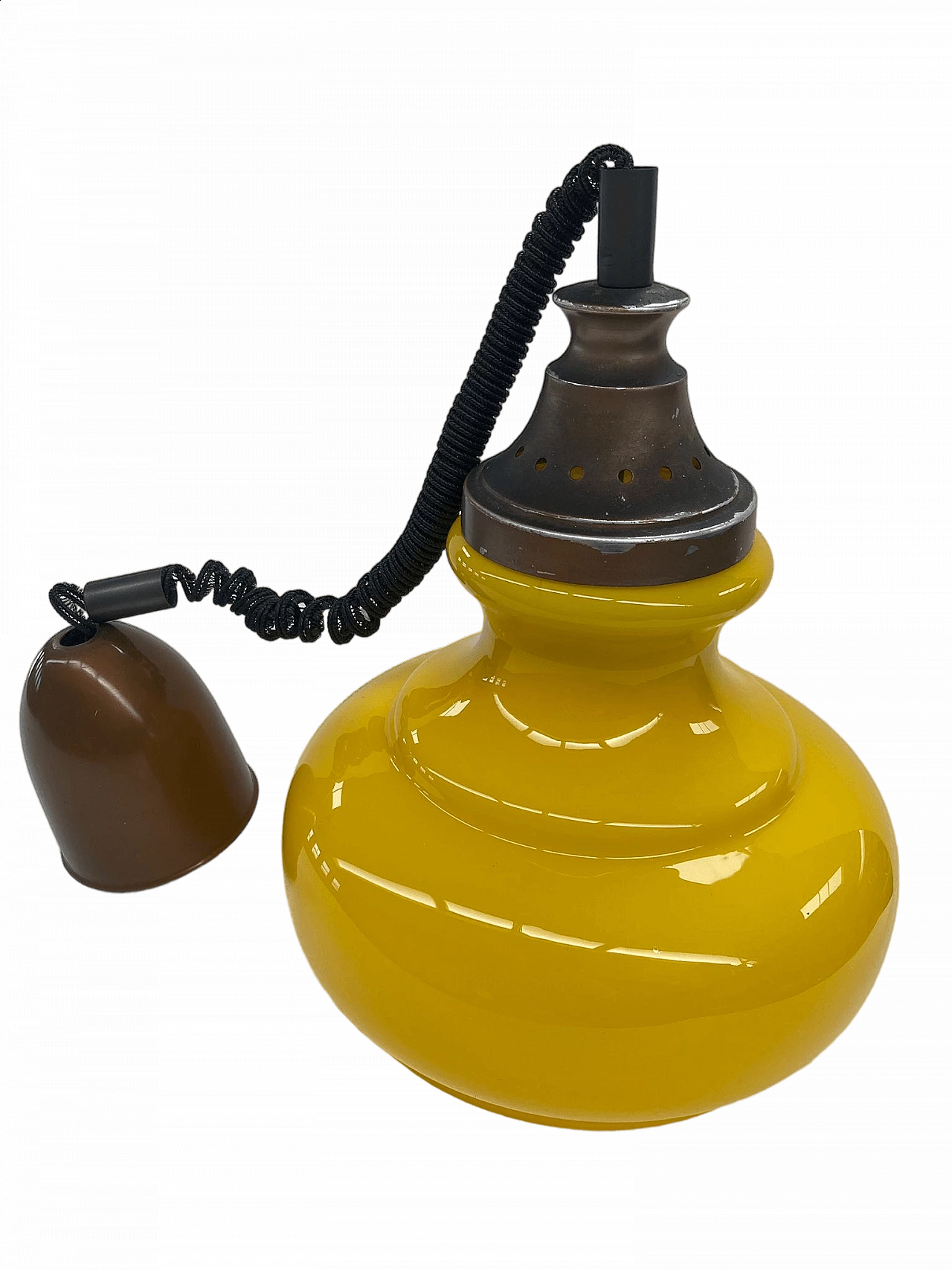 Yellow glass and plastic ceiling lamp, 1960s 6