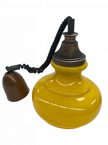 Yellow glass and plastic ceiling lamp, 1960s
