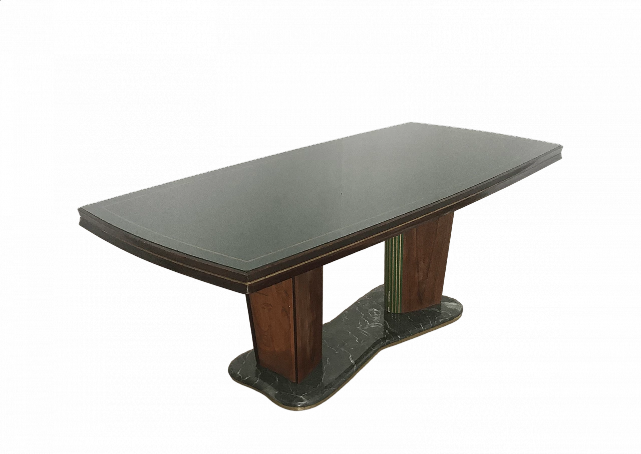 Table with marble base and green glass top by Vittorio Dassi, 1950s 8