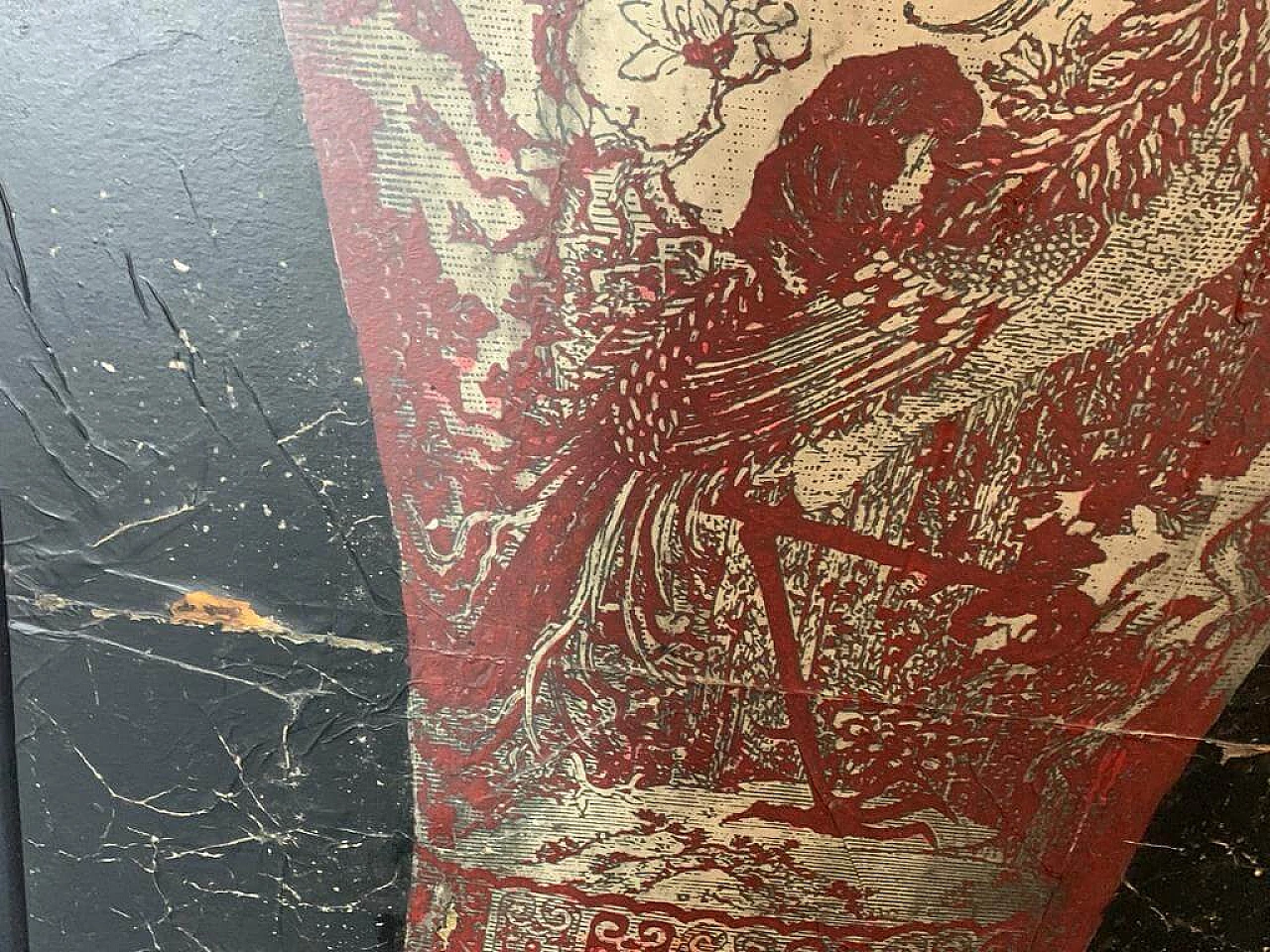 Serigrafia dipinta su carta di riso raffigurante un vaso con coperchio, anni '60 6