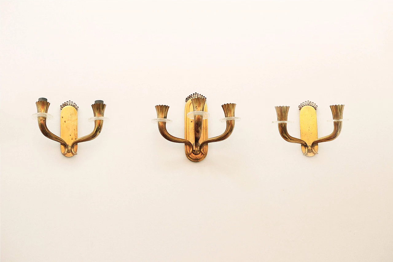 3 Applique in ottone dorato di Gio Ponti, anni '40 1