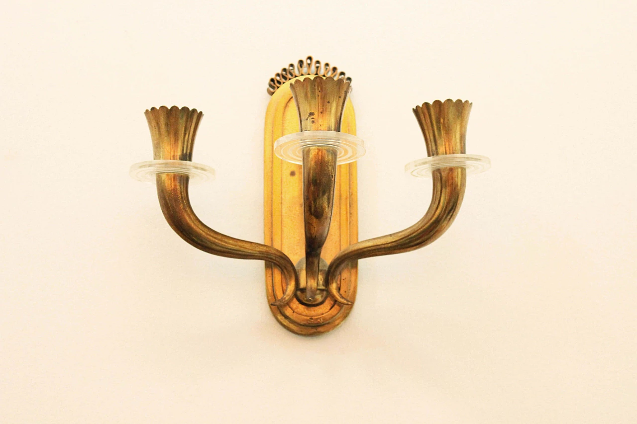 3 Gilded brass sconces by Gio Ponti, 1940s 3